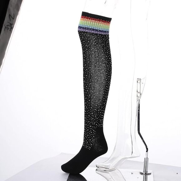 New Sexy Striped Over The Knee Stockings One Size - Picture 6 of 7